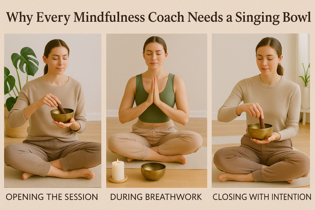 Coach using singing bowl throughout a coaching session