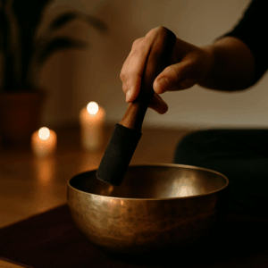Using a singing bowl as mindfulness anchor in meditation